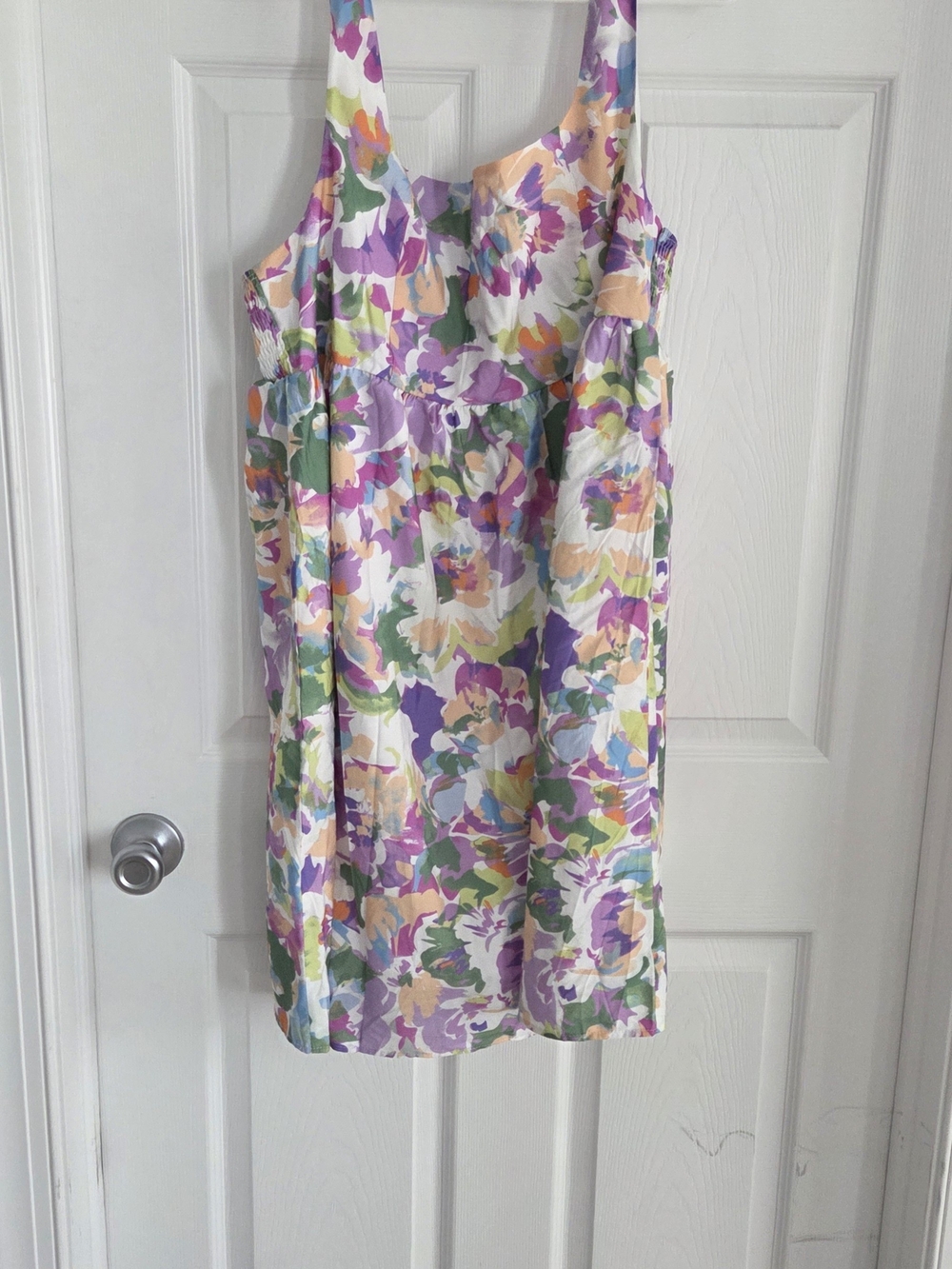 Sleeveless Floral Mini Dress in Purple & Peach